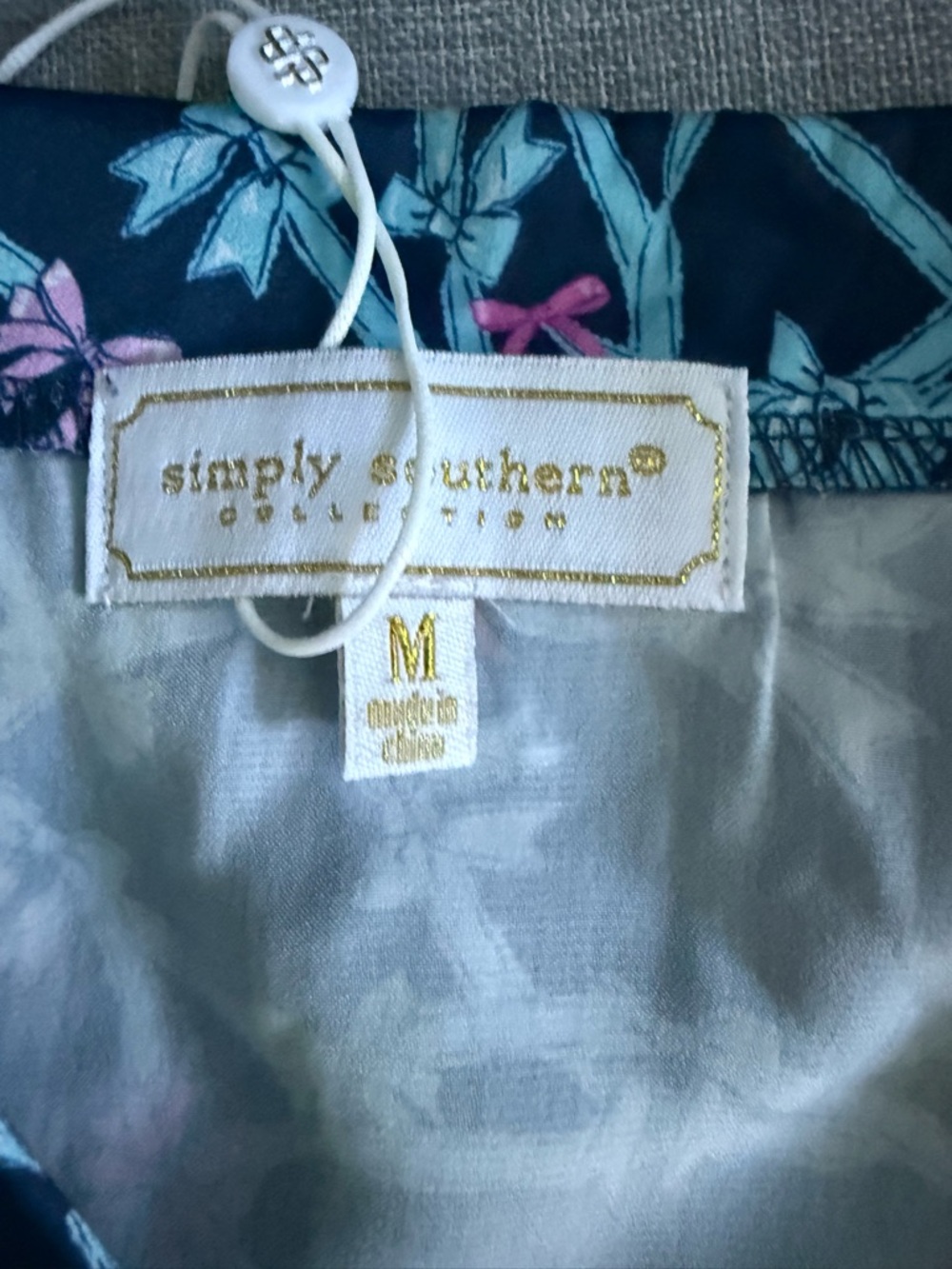 Simply Southern Navy Floral Top with Pink Accents - Picture 2 of 6